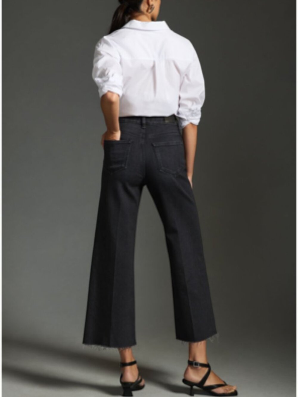 Paige Anessa High-Rise Wide-Leg Crop Jeans, Size 27, Black Lotus - Picture 2 of 6